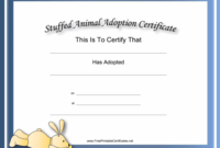 This Free, Printable, Stuffed Animal Adoption Certificate Is intended for Unique Stuffed Animal Adoption Certificate Template Free