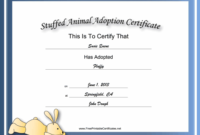 This Free, Printable, Stuffed Animal Adoption Certificate Is throughout Stuffed Animal Birth Certificate