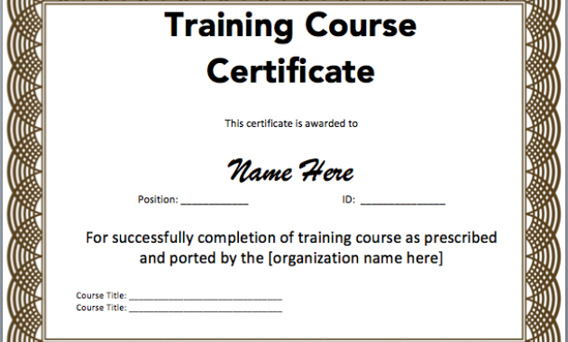 Training Certificate Template Microsoft Word Templates Free with Physical Fitness Certificate Template 7 Ideas