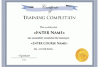Training Certificate Template with Training Completion Certificate Template