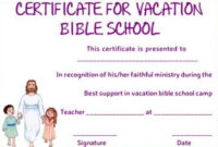 Vbs Certificate Of Completion Template | Bible School in Fresh Vbs Certificate Template