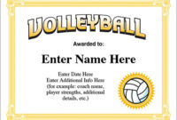 Volleyball Award Certificate – Free Award Certificates with regard to Best Volleyball Participation Certificate