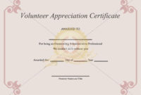 Volunteer Appreciation Certificate Template – Certificate for Volunteer Certificate Templates