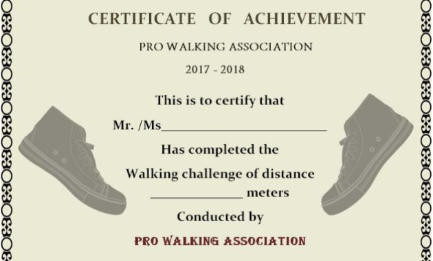 Walking Certificate Templates (7) - Templates Example inside Physical Fitness Certificate Template 7 Ideas