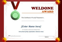 Well Done Award Certificate Template | Word & Excel Templates for Well Done Certificate Template