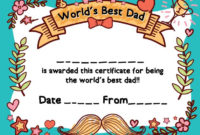 World'S Best Dad Award Certificate Template For Father'S Day in Fresh Best Dad Certificate Template