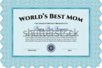 Worlds Best Mom Award Template Stock Vector (Royalty Free throughout Best 9 Worlds Best Mom Certificate Templates Free