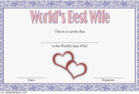 World'S Best Wife Certificate Template Free 4 In 2020 with Best Best Wife Certificate Template
