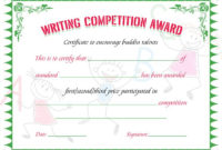 Writing Competition Award Certificate | Writing Competition regarding Essay Writing Competition Certificate 9 Designs